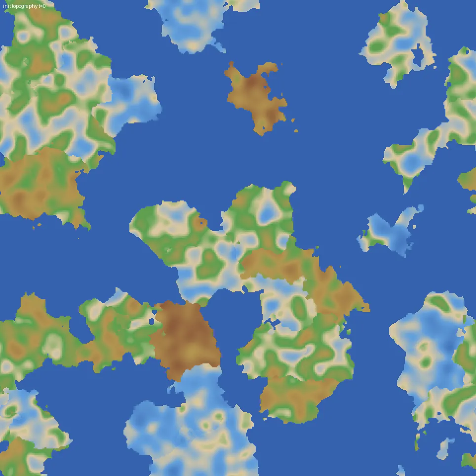 Initial perturbed topography